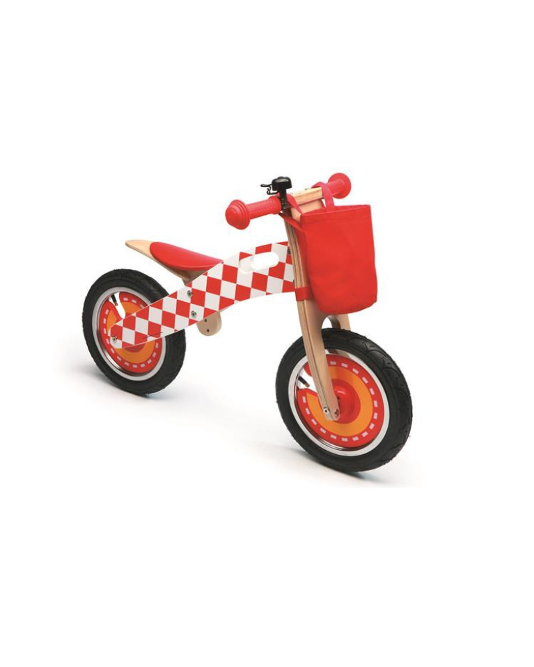 drewniany rowerek biegowy czerwony